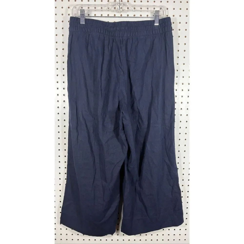Banana Republic wide leg crop linen blend pants size M - Picture 2 of 9